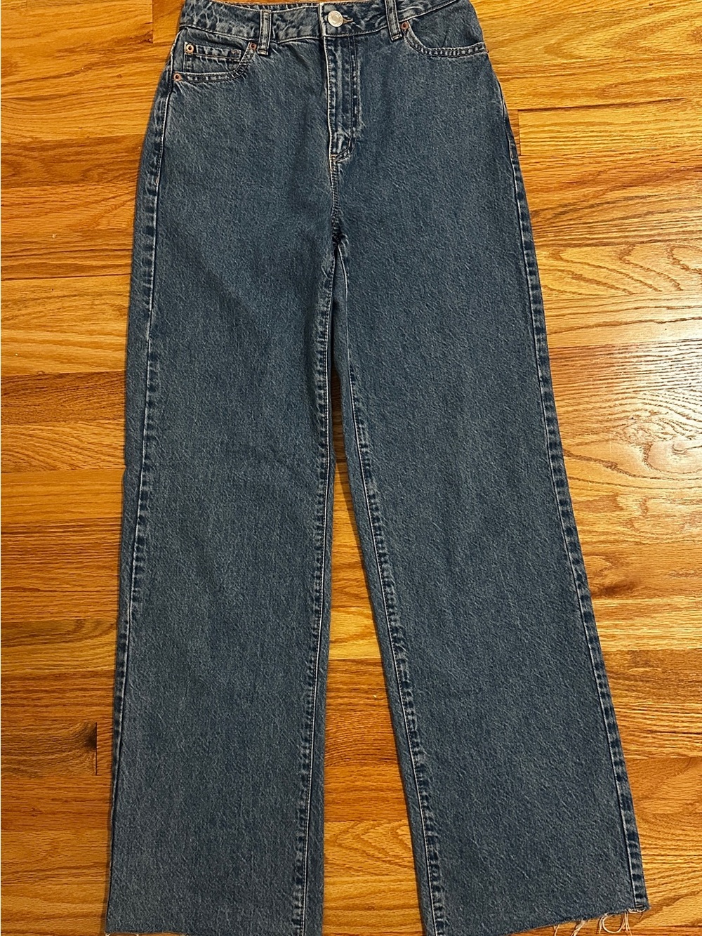 Garage Med/Dark Wash Wide Leg Jeans